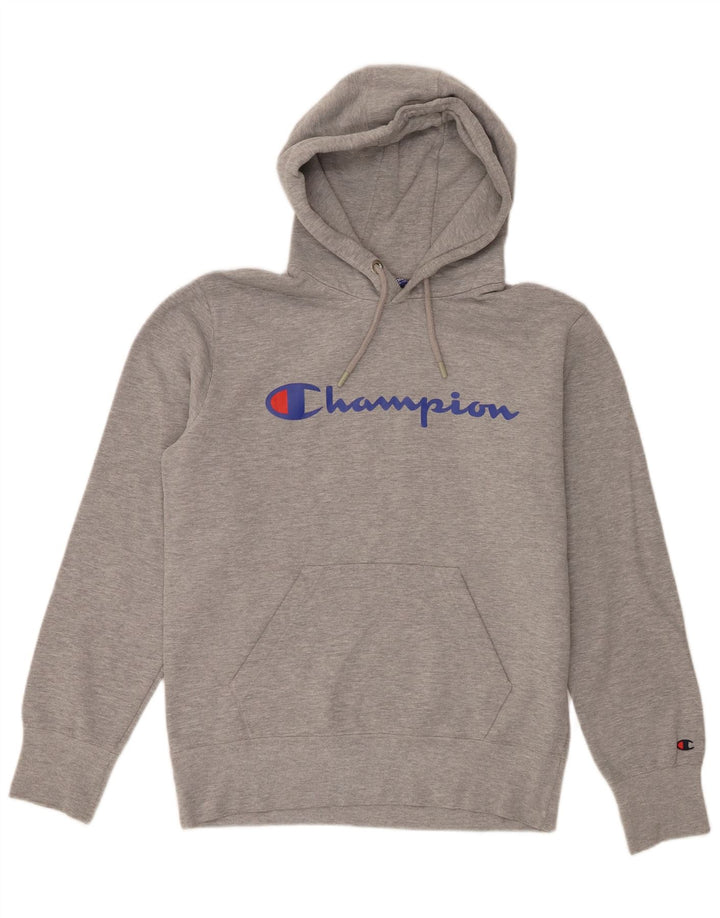 Jumper com capuz gráfico masculino Champion cinza médio manchado