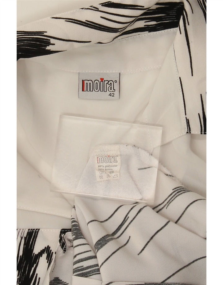 Blusa feminina vintage manga 3/4 IT 42 poliéster listrado branco médio