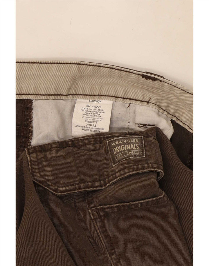 Wrangler Calça Cargo Masculina Reta W34 L32 Algodão Marrom