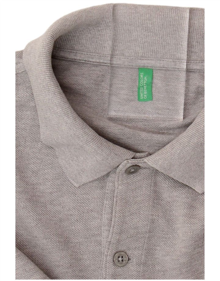 Camisa polo masculina BENETTON cinza médio