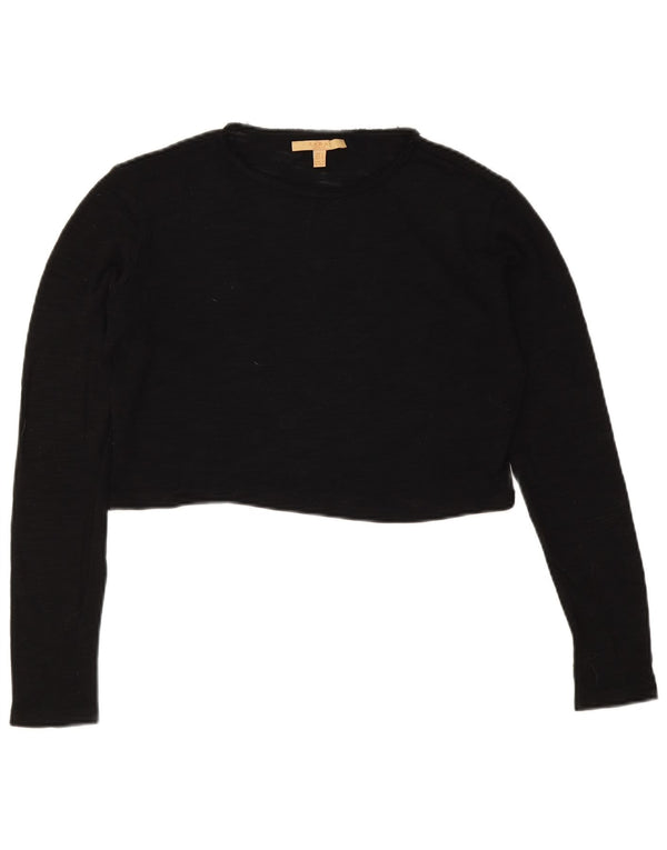 Zara Womens Trafaluc Crop Oversized Top Manga Longa Reino Unido 10 Pequeno Preto