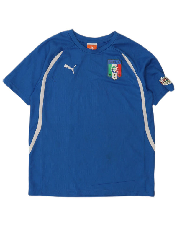 Camiseta Puma Boys Italia Graphic Top 11-12 Anos Azul Colorblock