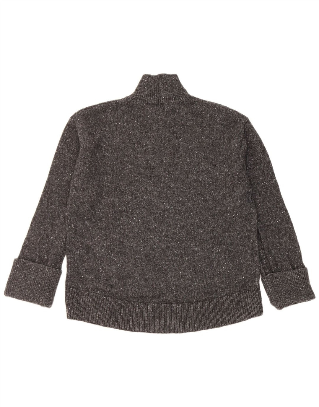 Suéter feminino John Lewis com gola tartaruga Reino Unido 12 lã manchada cinza médio