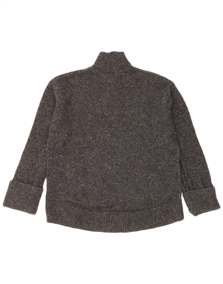 Suéter feminino John Lewis com gola tartaruga Reino Unido 12 lã manchada cinza médio