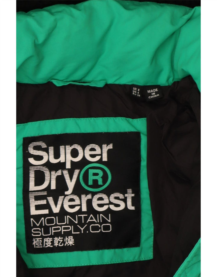 Jaqueta acolchoada superdimensionada com capuz feminino Superdry UK 8 Small Green Colourblock