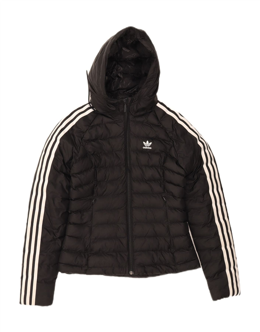ADIDAS Womens Hooded Jacket UK 8 Small Black Nylon
