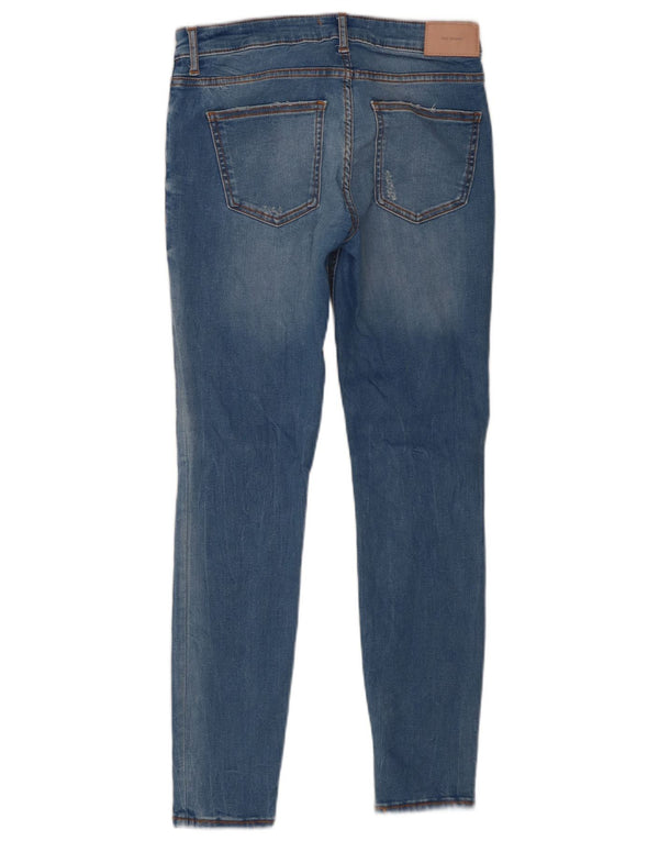 Zara Jeans skinny feminino desgastado UE 38 pequeno W28 L27 algodão azul