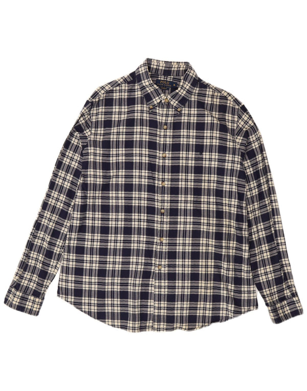 Polo Ralph Lauren Camisa masculina de flanela xadrez personalizada XL azul marinho xadrez