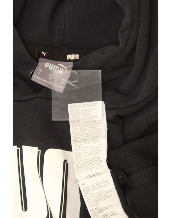 Puma masculino gráfico moletom com capuz médio algodão preto