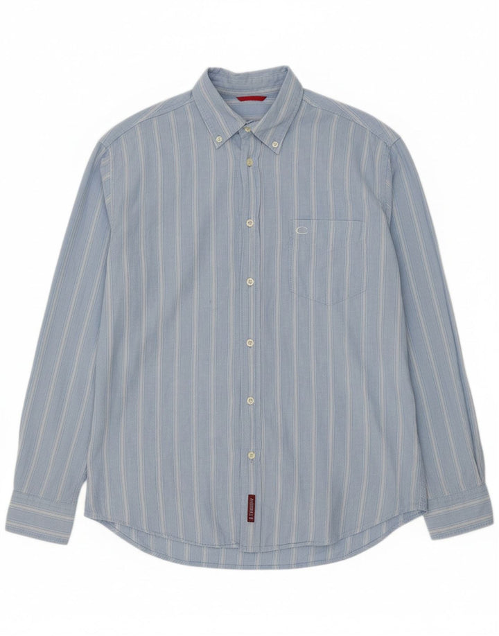 Camisa masculina CARRERA de algodão listrado azul médio