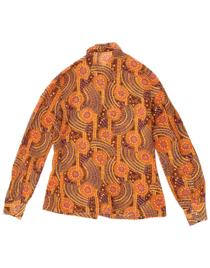 Camisa feminina vintage transparente IT 44 algodão geométrico marrom médio