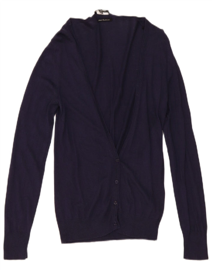 Suéter cardigã feminino Massimo Dutti Reino Unido 12 seda azul marinho médio