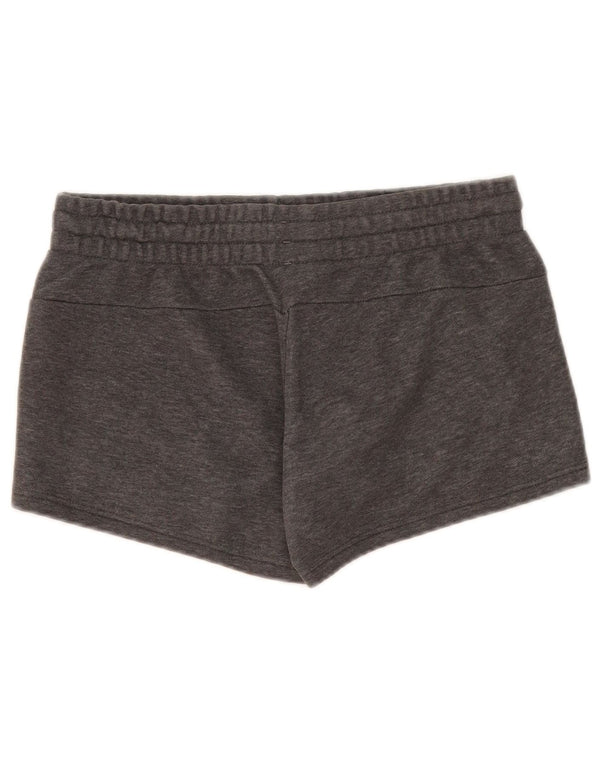 Shorts esportivos gráficos femininos Adidas UK 8/10 pequeno algodão cinza
