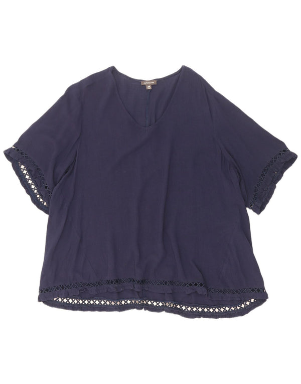 Blusa feminina Marks & Spencer Autograph Oversized Top Reino Unido 18 XL Azul marinho