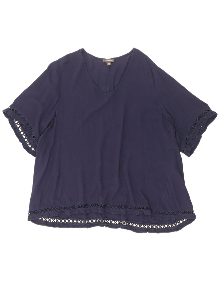 Blusa feminina Marks & Spencer Autograph Oversized Top Reino Unido 18 XL Azul marinho