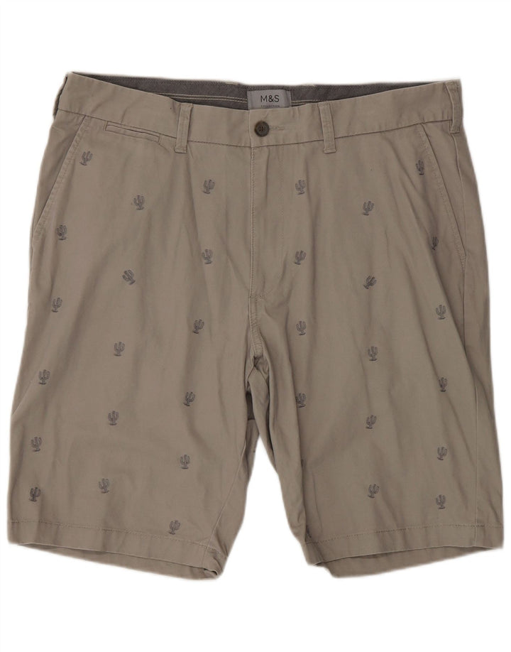 Shorts chino masculino MARKS & SPENCER W36 grande algodão manchado cinza