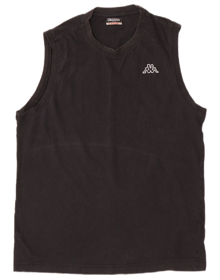 Kappa Mens Colete Top Grande Algodão Preto