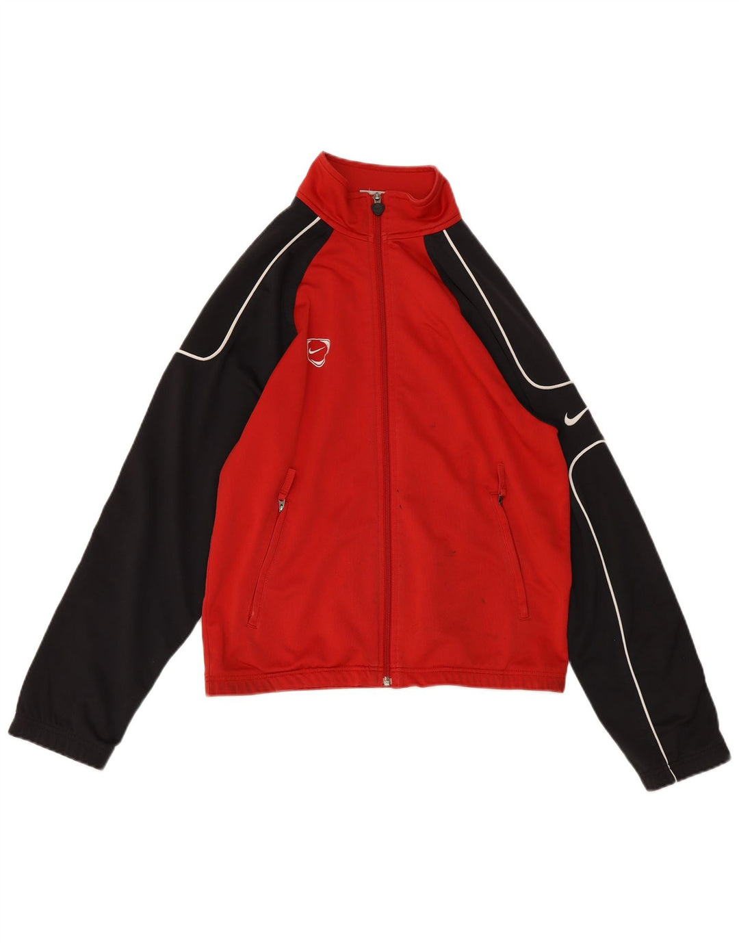 Nike Mens Tracksuit Top Jacket UK 35/37 Pequeno Colorblock Vermelho Poliéster