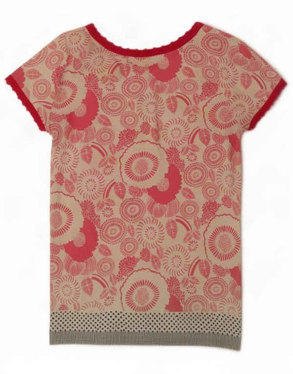Cardigan feminino de manga curta com material branco UK 8 pequeno algodão floral rosa