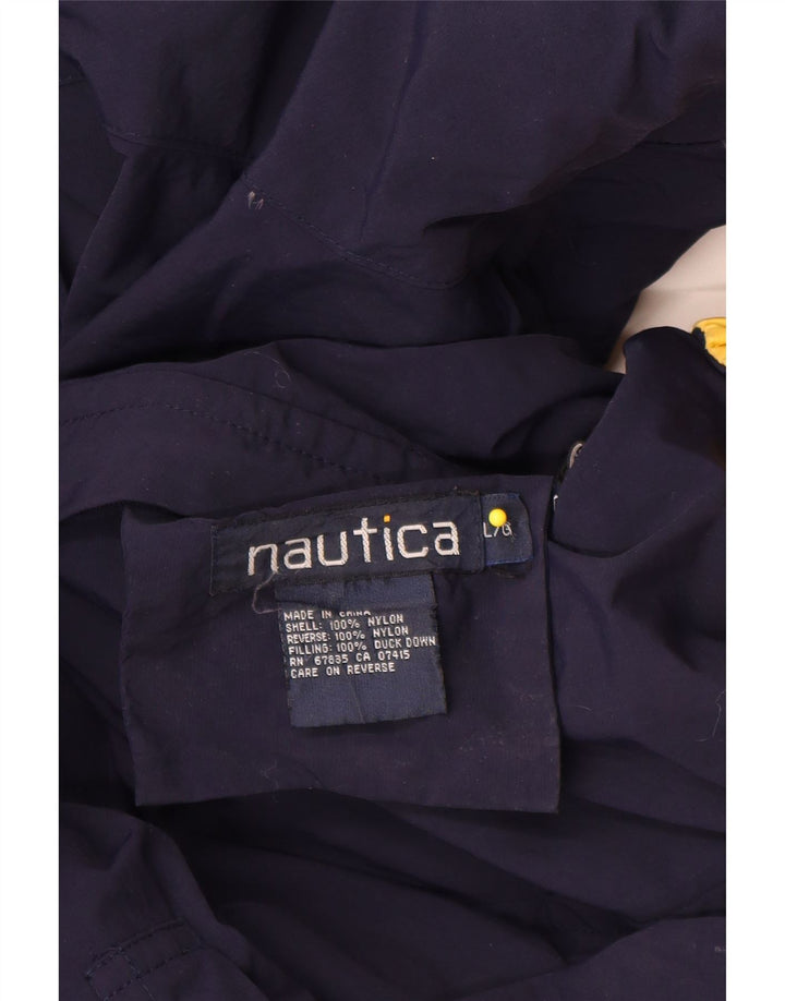 Jaqueta masculina acolchoada reversível gráfica Nautica UK 40 grande azul nylon