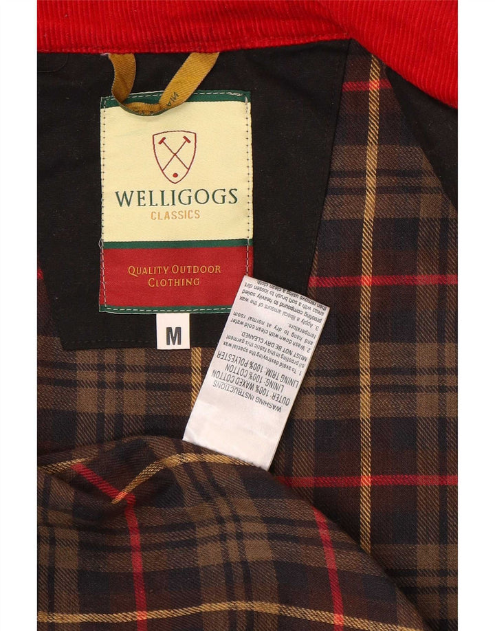 Jaqueta feminina Parka encerada com capuz Welligogs Reino Unido 14 bloco colorido preto médio