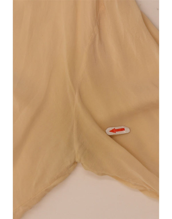 Blusa feminina vintage UK 18 XL seda bege