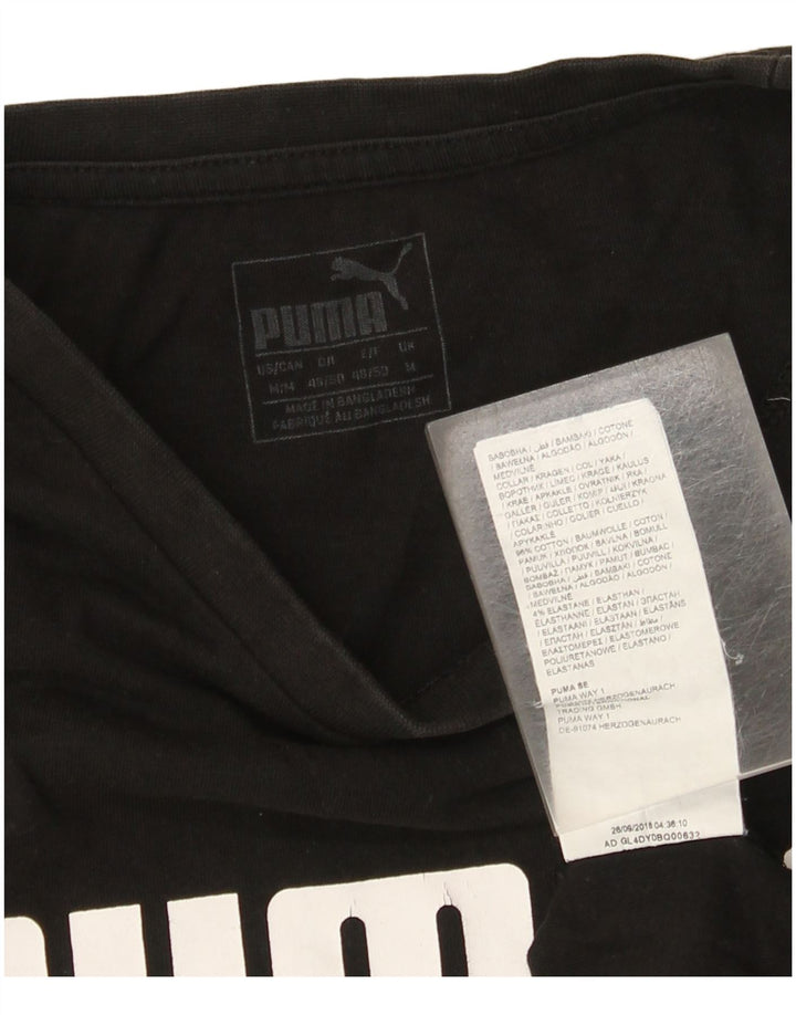 Puma Mens Graphic T-Shirt Top Médio Algodão Preto