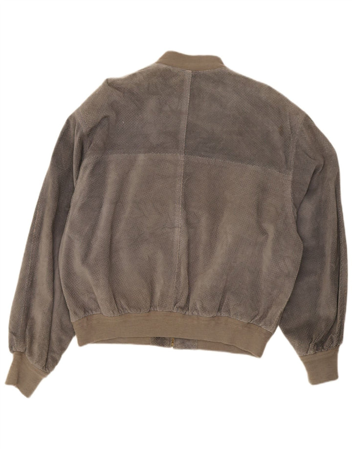 Jaqueta bomber masculina vintage de camurça IT 52 XL cinza