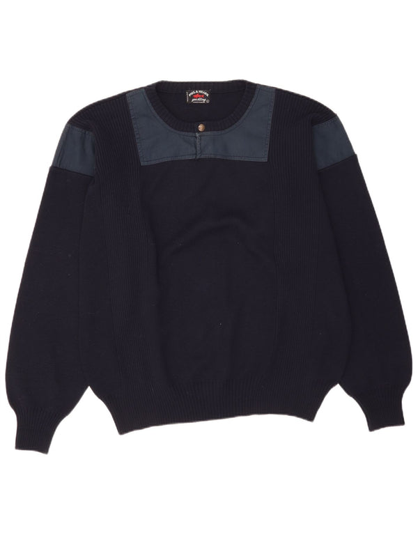 Suéter masculino Paul & Shark Yachting com gola redonda grande azul marinho