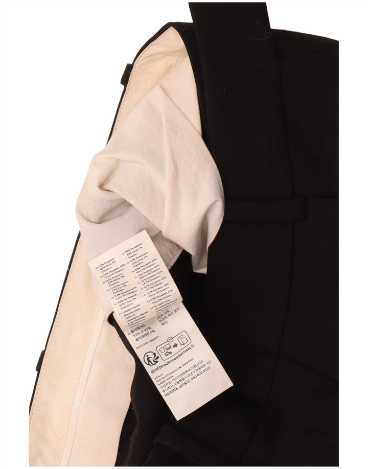 Calças de terno reto feminino vintage UE 38 médio W28 L30 poliéster preto