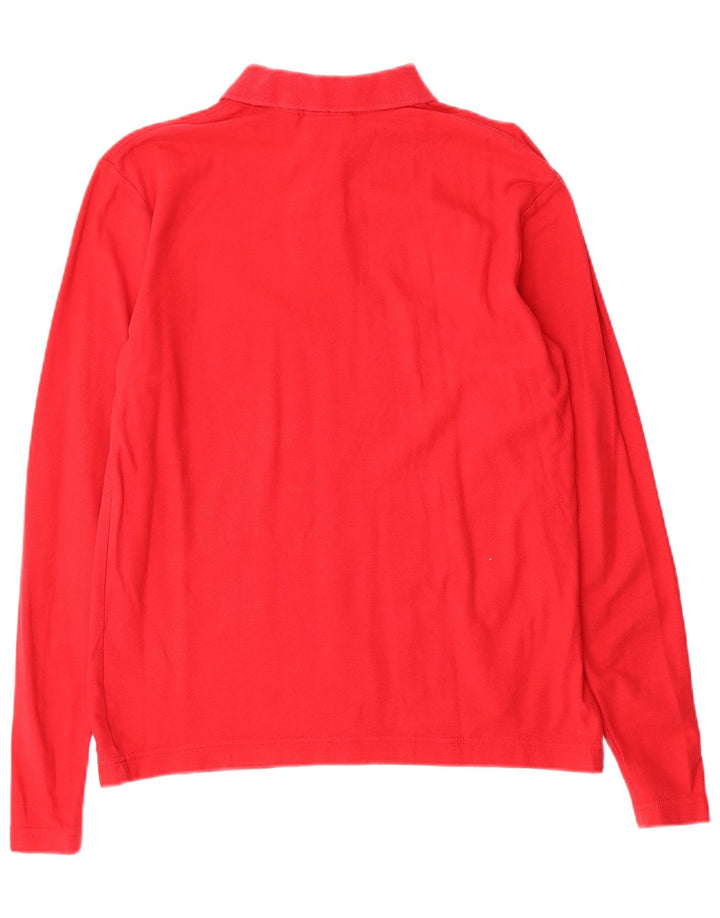 Camisa polo masculina Fila manga comprida pequena algodão vermelho