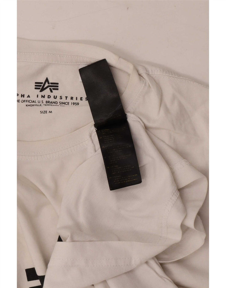 Camiseta gráfica masculina Alpha Industries Top médio algodão branco
