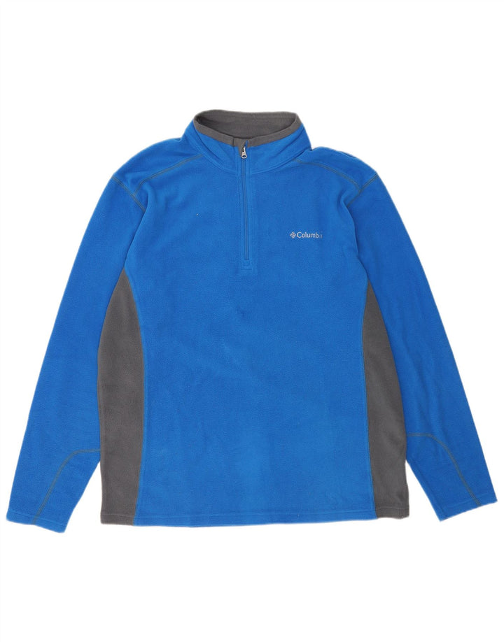 Suéter Columbia Masculino de Lã com Zíper e Gola Grande Azul Colorblock Poliéster