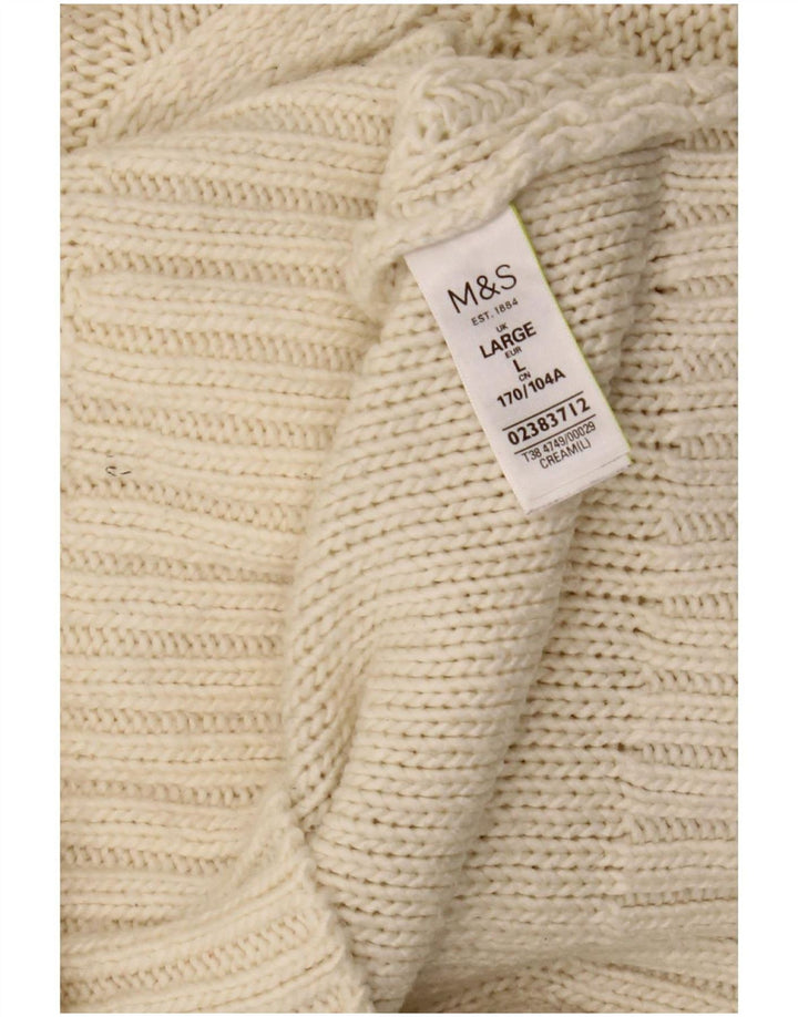 Suéter feminino Marks & Spencer com gola tartaruga Reino Unido 16 grande off white