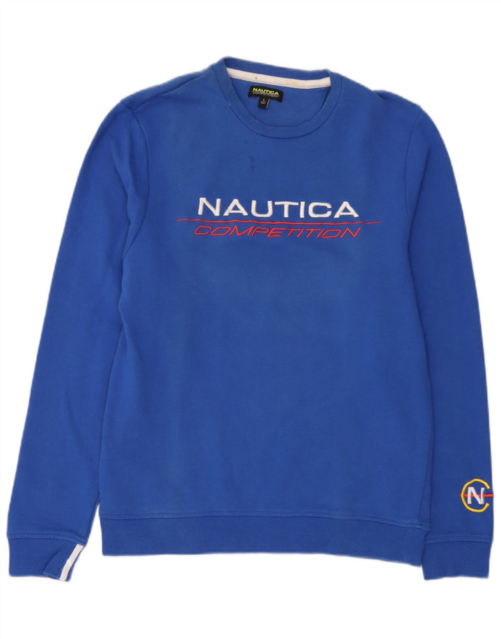 Suéter gráfico masculino Nautica grande algodão azul