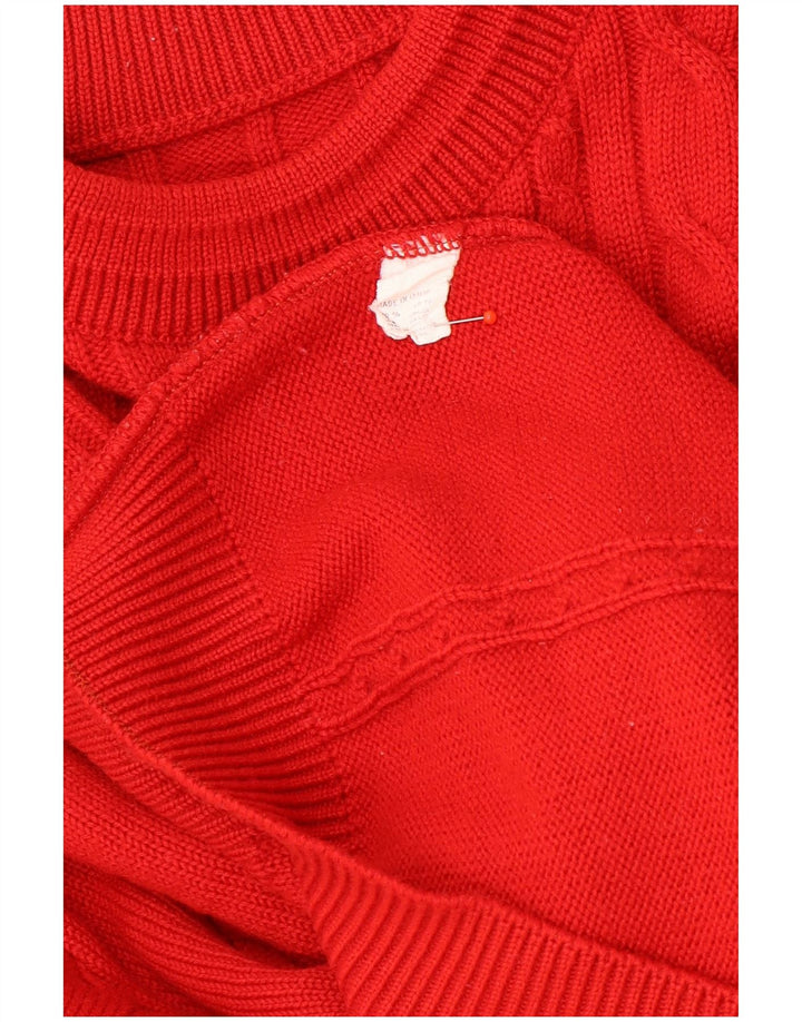 Suéter vintage masculino com gola redonda XL de lã vermelha