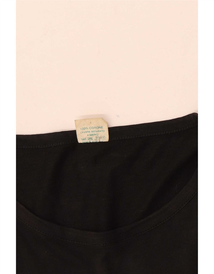 Top gráfico feminino vintage manga 3/4 Reino Unido 14 algodão preto médio