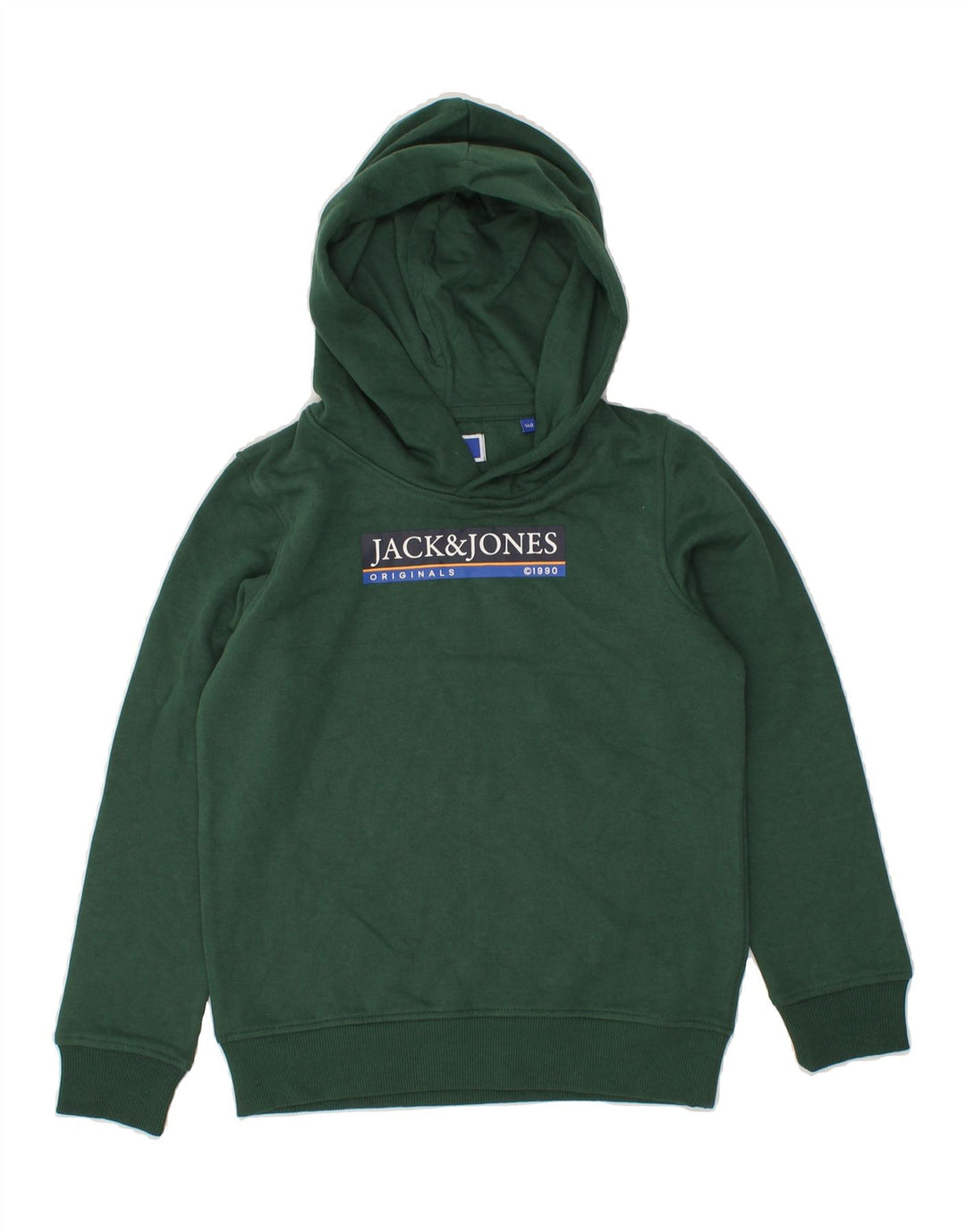JACK & JONES Boys Graphic Hoodie Jumper 9-10 Years Green Cotton Vintage Jack & Jones and Second-Hand Jack & Jones from Messina Hembry 