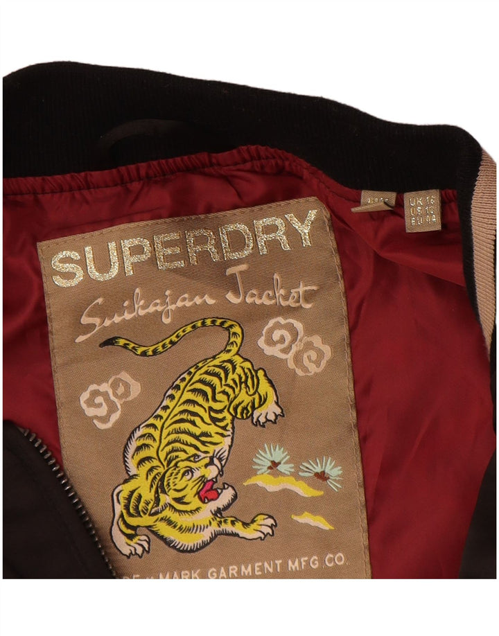 Superdry Womens Graphic Tracksuit Top Jacket Reino Unido 16 Grande bloco colorido marrom