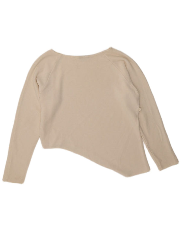 Zara Top feminino assimétrico oversized manga comprida Reino Unido 10 pequeno off white