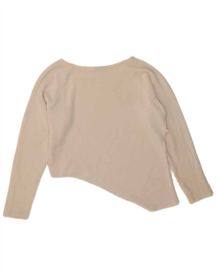 Zara Top feminino assimétrico oversized manga comprida Reino Unido 10 pequeno off white