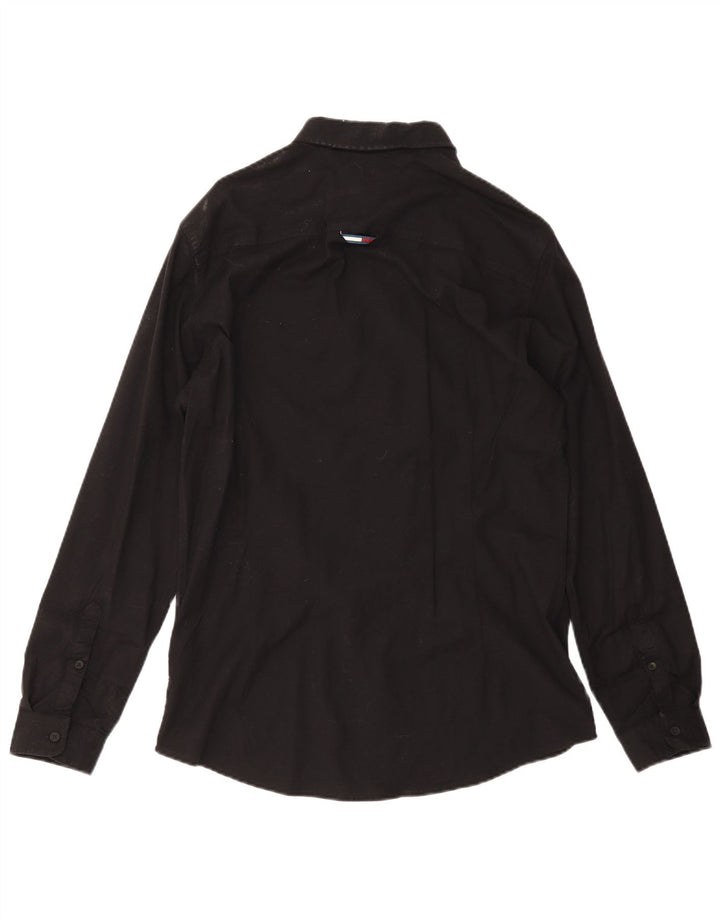 Camisa masculina Tommy Hilfiger Slim Fit grande algodão preto