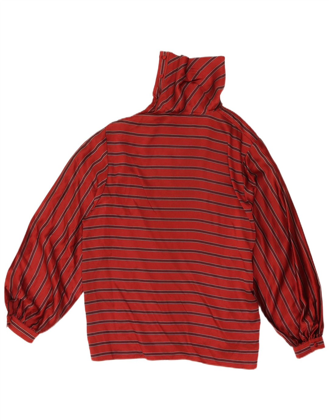 Blusa feminina vintage de manga comprida com botão e gola IT 42 listrada vermelha média