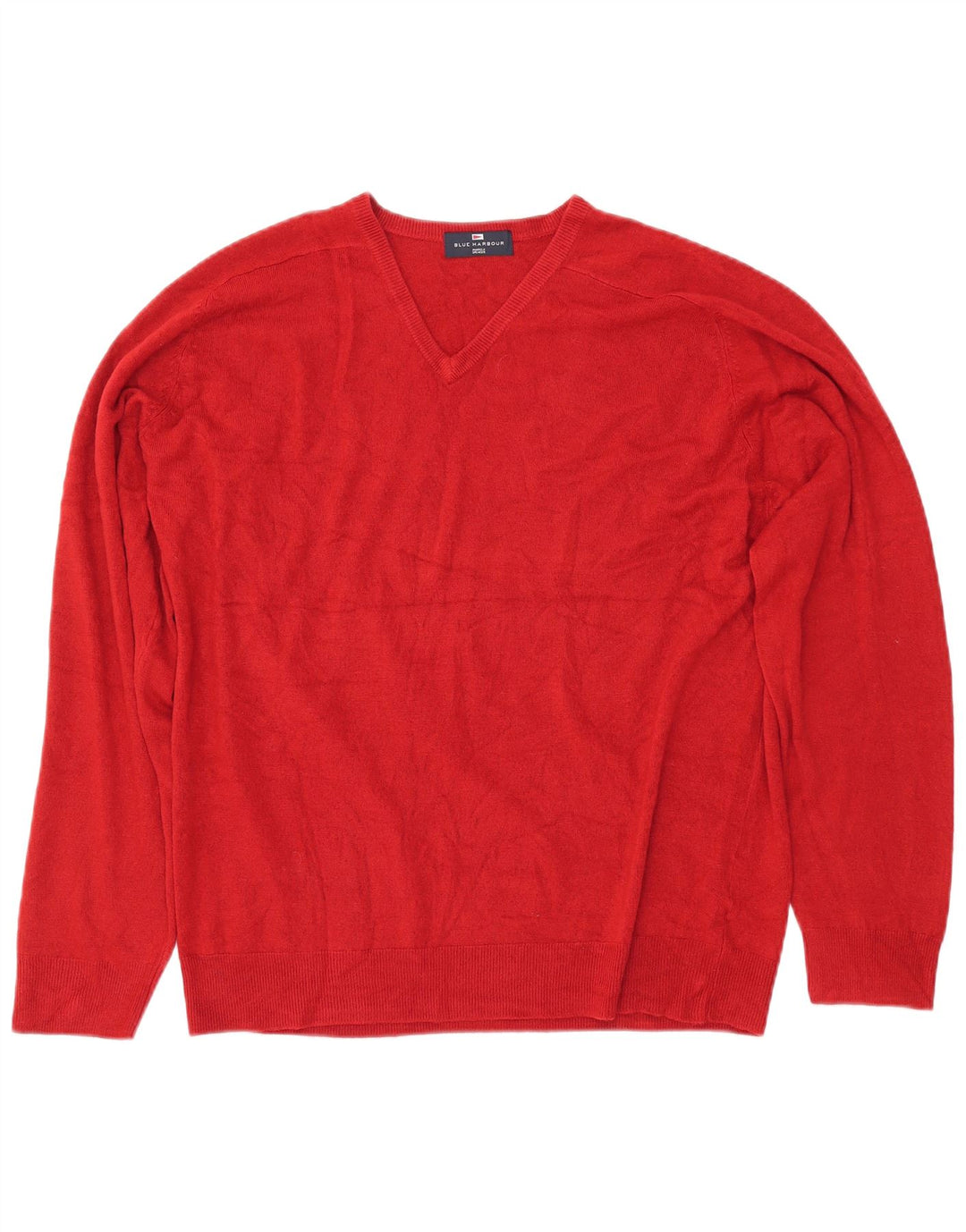 Suéter masculino MARKS & SPENCER Blue Harbor com decote em V grande acrílico vermelho