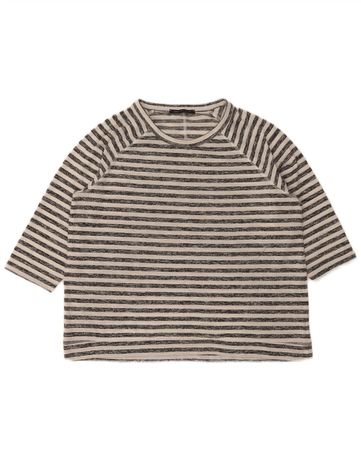 Top feminino Marks & Spencer manga 3/4 Reino Unido 16 listrado branco grande