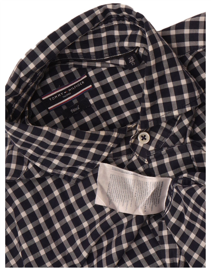 Camisa masculina Tommy Hilfiger tamanho 38 15 médio azul marinho algodão guingão