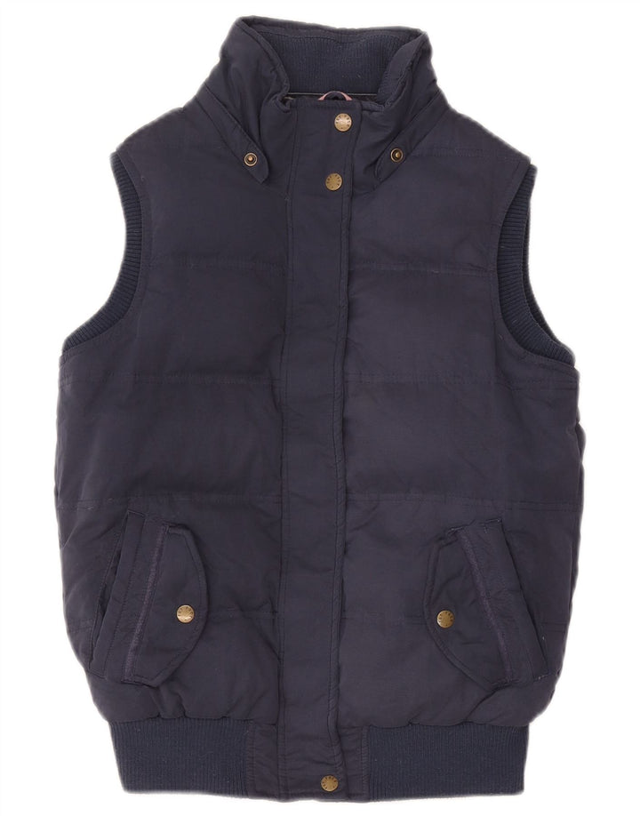 Poliéster azul marinho pequeno acolchoado Gilet UK 8 das mulheres gordas da cara