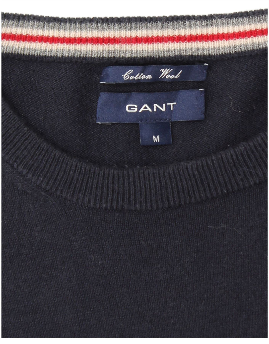 Suéter masculino GANT com gola redonda, algodão azul marinho médio