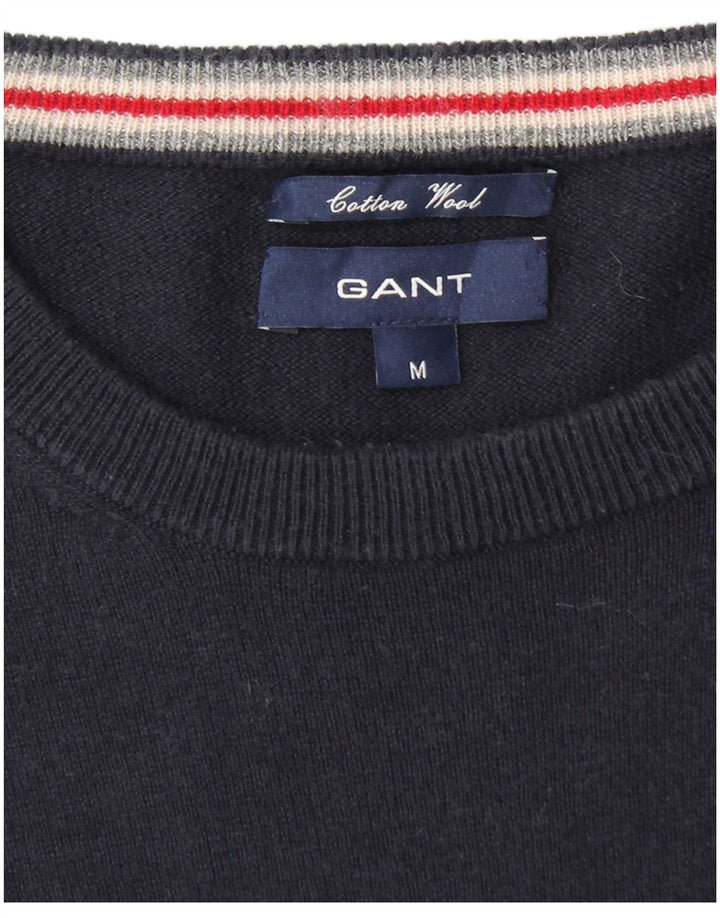 Suéter masculino GANT com gola redonda, algodão azul marinho médio