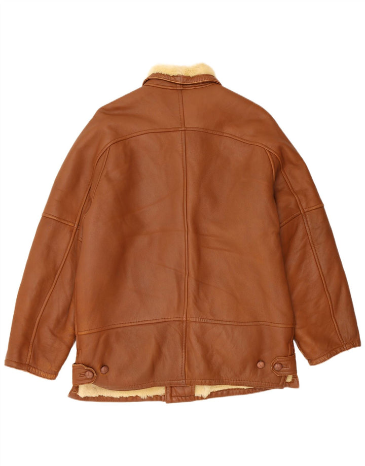 Jaqueta feminina vintage de shearling IT 50 grande marrom shearling